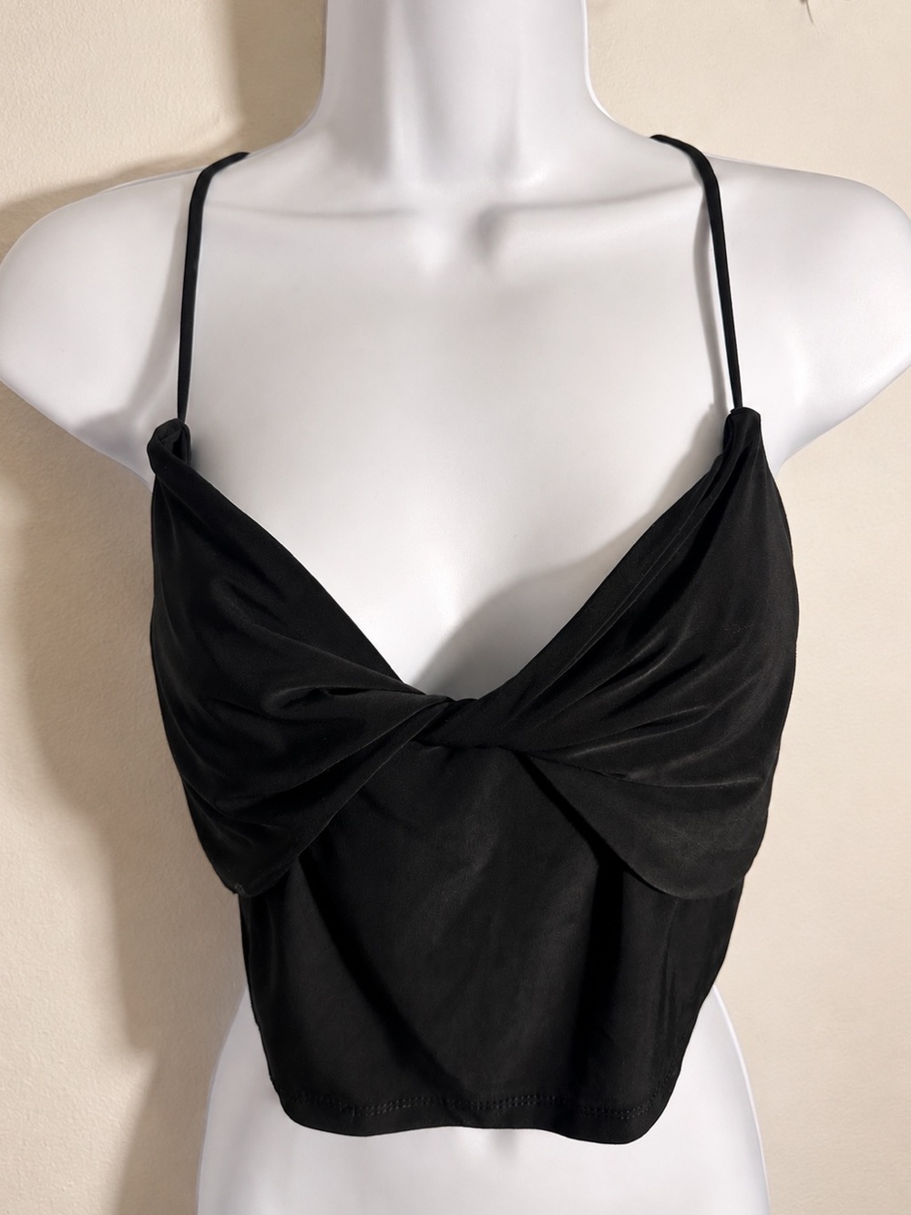 Black Twist Front Spaghetti Strap Crop Top